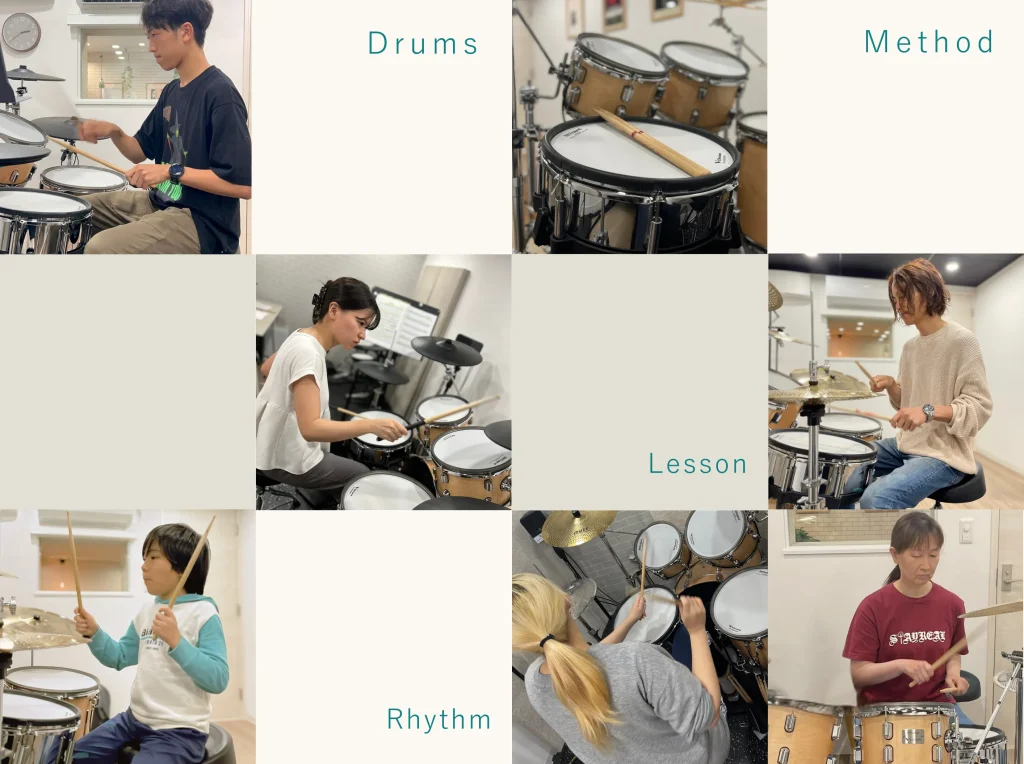 ドラムを叩く複数の人物